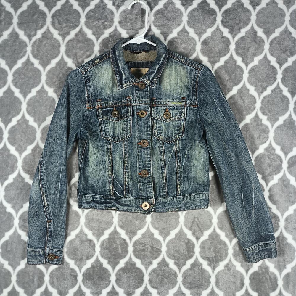 Basic House Denim Jacket Women Small Distressed Trucker 90s Japanese Brand